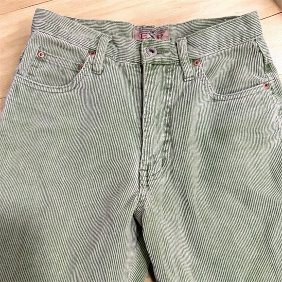 Vintage Green Mid Rise EXP Express Corduroy 90s Straight Leg Mom - Picture 2 of 10